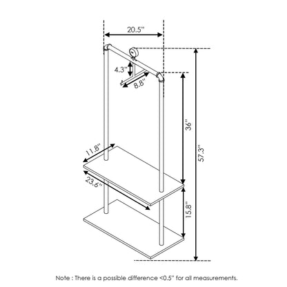 Furinno Garment Rack with Wood Shelves, Antique Espresso, 59.99 (W) x 30 (H) x 135 (D) cm
