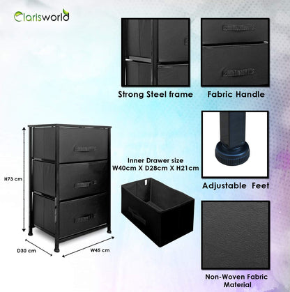 Clarisworld Drawers Storage Tower Dresser - Wood Top, Sturdy Steel Frame, Organizer Unit for Bedroom, Hallway, Entryway, Closets  Laminated Fabric