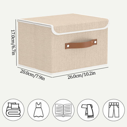OUTBROS Storage Boxes with Lids 5 Pack, Bins 26x20x17 cm, Beige