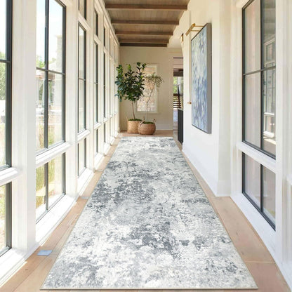 Homcomodar Abstract Runner Rug for Entryway 80x300cm Extra Long Modern Rug Runners Faux Woolen Bedroom Rug Floor Carpet Runner Non Shedding Throw Rugs