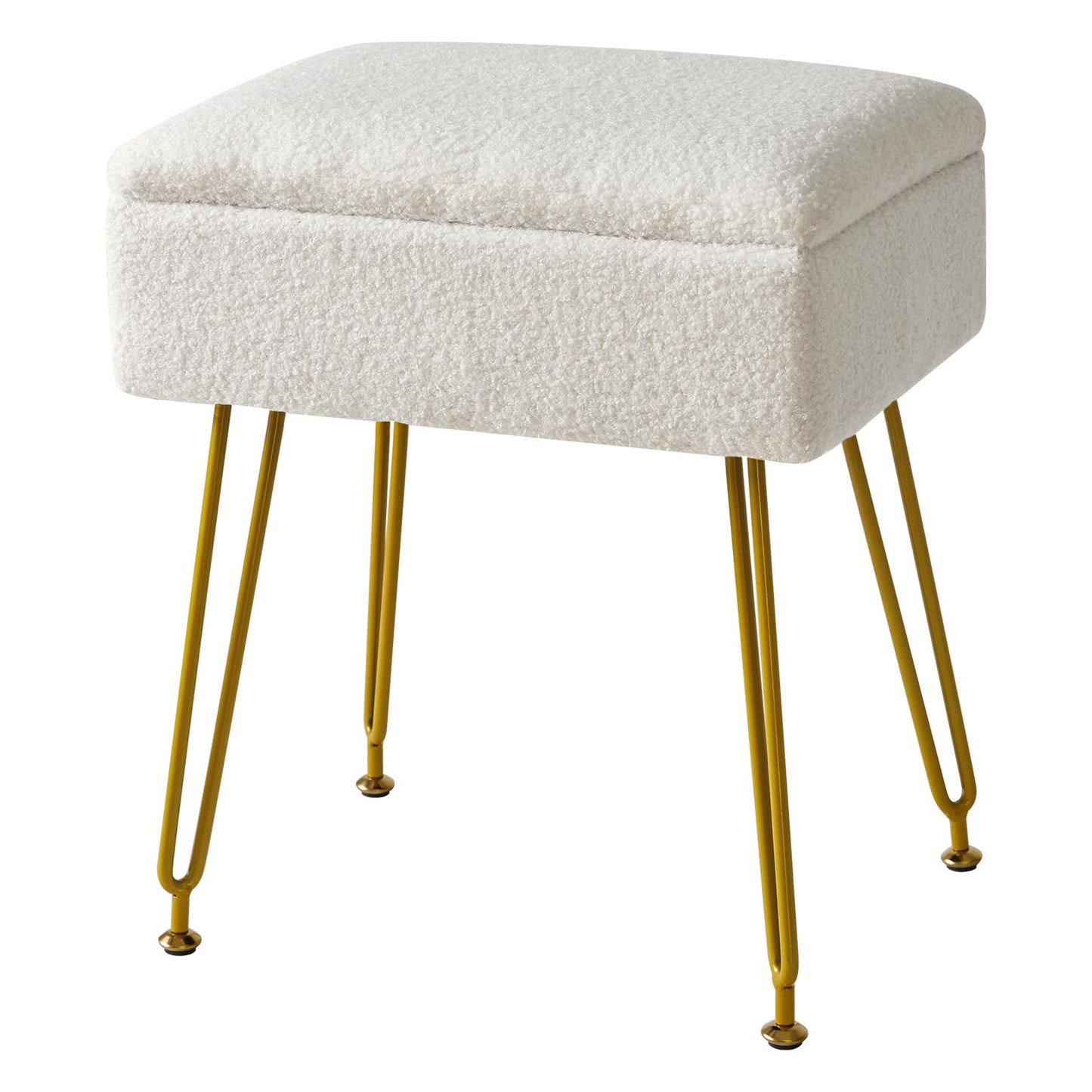YMYNY Storage Ottomans, Chair Stool Upholstered, Footstool, Modern Teddy Fleece Material, Dressing Table Stool, Pouf Couch Stool, Metal Legs, for