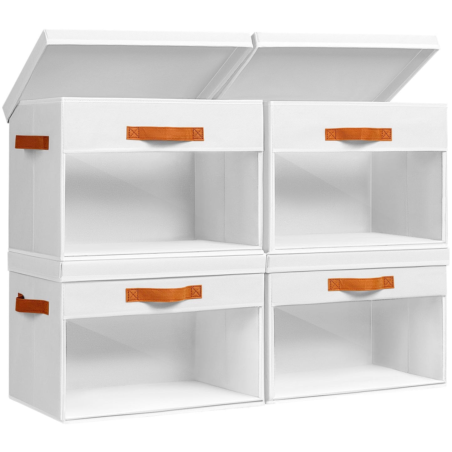 Homsorout Large Fabric Storage Boxes with Lids & Clear PVC Window White 38L