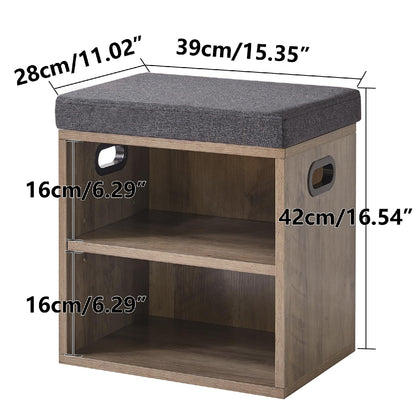 YMYNY Small Shoe Storage Bench with Cushion, Silver Gray HBD028Y
