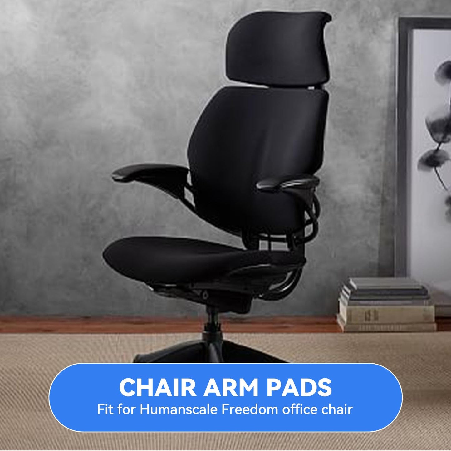 SINOLUXE Arm Pads Replacement for Humanscale Freedom Office Chair, Only for Height Adjustable Arm（Black, 1 Pair）