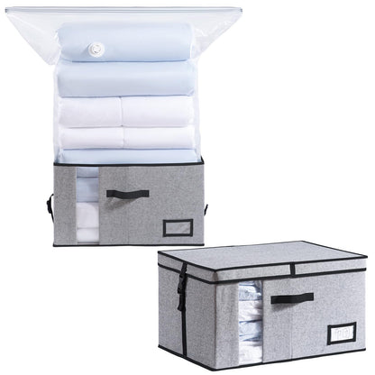 TAILI Vacuum Storage Bag with Box,53x38x30 cm 2 in 1 Space Saver for Duvets