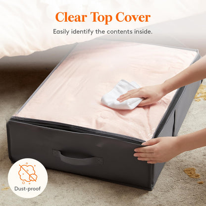 Lifewit 2 Pack 40L Under Bed Storage, Underbed Storage Boxes with lid Clothes Storage Bag Wardrobe Storage Organiser with Reinforced Handle