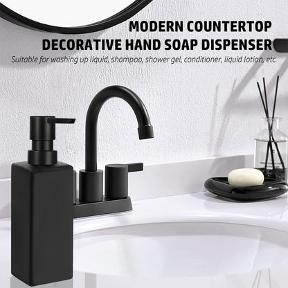 Guokanfly 350ml Black Soap Dispenser, Bathroom Glass Shower Gel Dispenser