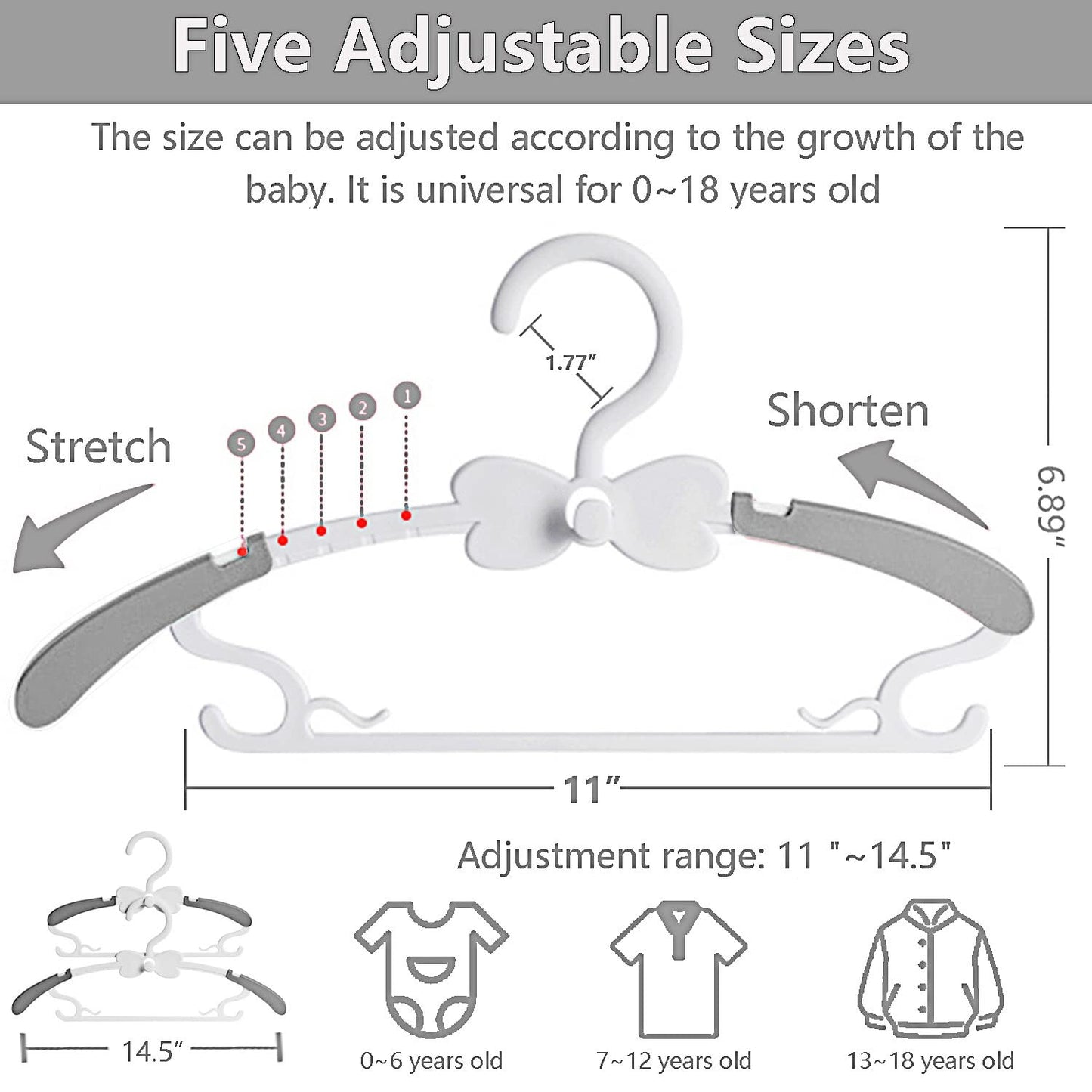 WJWSKI Children's Clothes Hangers for Baby Born, Baby Clothes Hangers, Pack of 20 Stackable Clothes Hangers with Trouser Stands