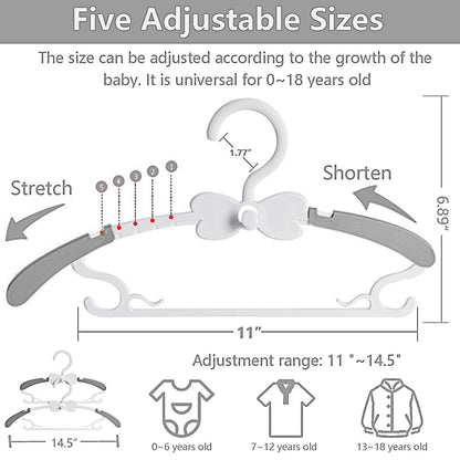 WJWSKI Children's Clothes Hangers for Baby Born, Baby Clothes Hangers, Pack of 20 Stackable Clothes Hangers with Trouser Stands
