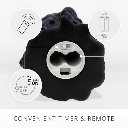 Luminara Black Heavy Wax Drip Flameless LED Pillar Candle, Real Wax, Timer Function, 3.4 x 4.5 inch