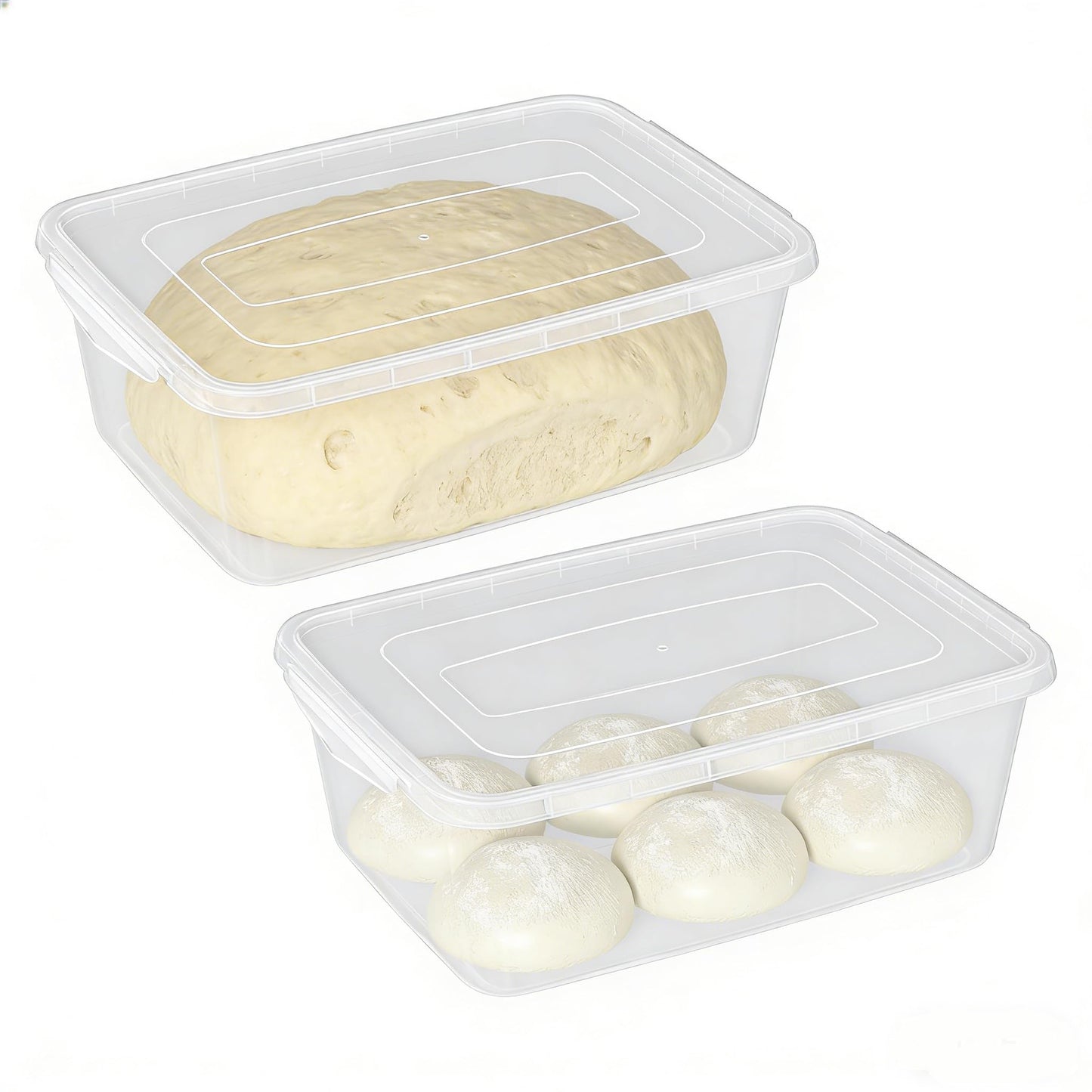 Parlynies 2 Packs 16 L Pizza Dough Proofing Box with Latching Lid, Clear
