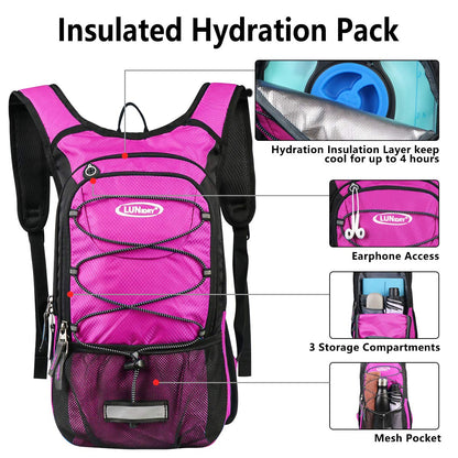 Lunidry Hydration Backpack with 3L Water Bladder, 15L Running Hydration Backpack for Men & Women, Lightweight Leakproof Water Rucksack Mountain Bike
