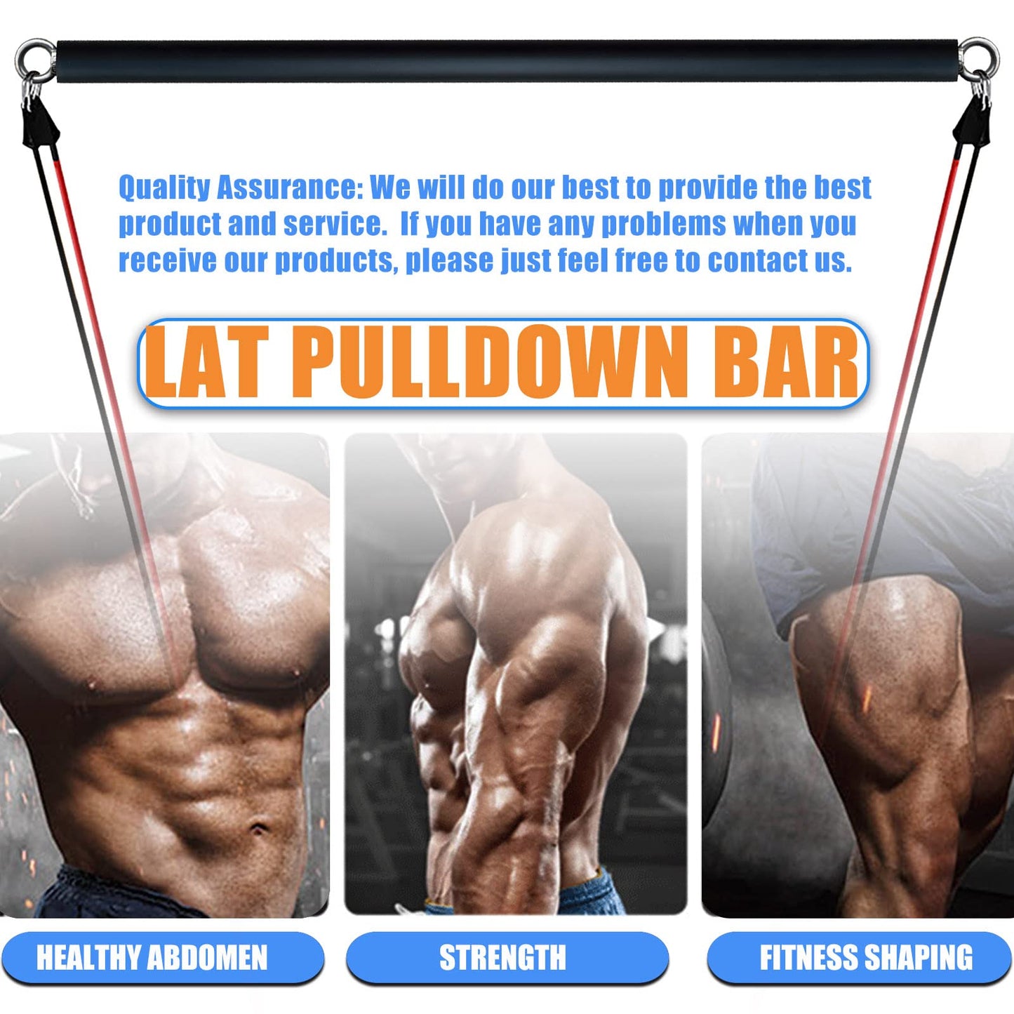KORIKAHM LAT Pull Down Bar Cable Attachments for Gym, LAT Pulldown Attachments, Straight Bar, Resistance Band Bar for Weightlifting Workout (Long bar