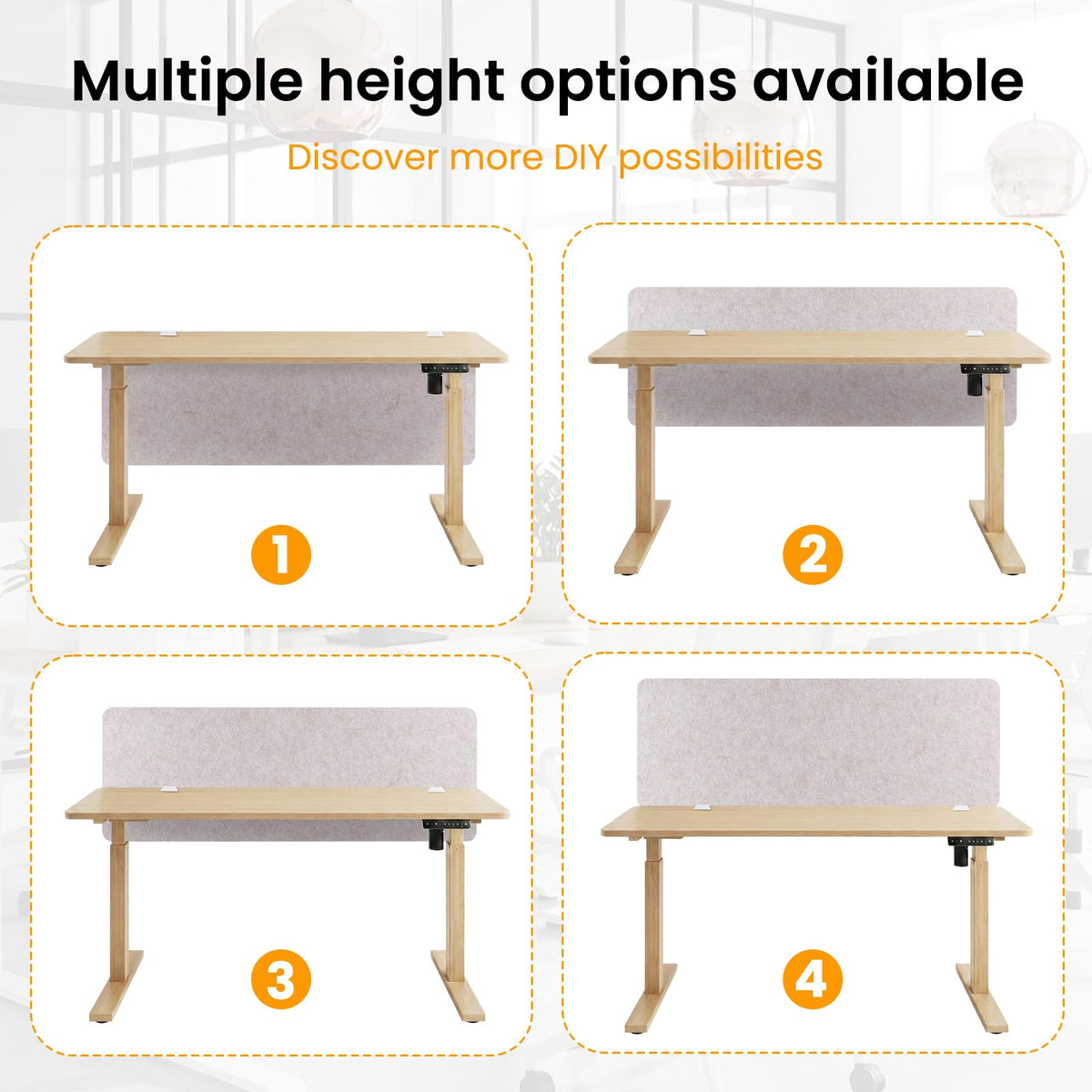 Felt Desk Divider, Clamp-On Privacy Panel, 60 x 120 cm, Oatmeal
