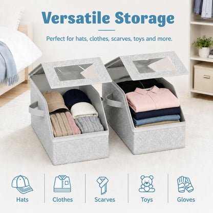 BINBE Baseball Cap Storage Stackable Hat Storage with Lid Grey