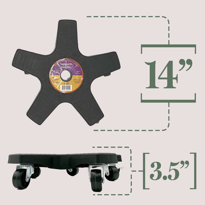 Bosmere Heavy Duty Plant Stand with Wheels, 500 lb Capacity, Plastic Wood Alloy Steel, Charcoal, 14"
