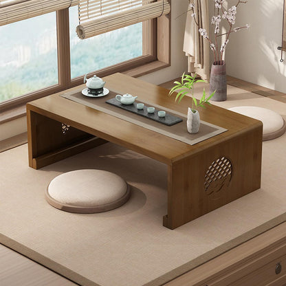 JIANCNGU Bamboo Chinese Tea Floor Table Japanese Foldable Coffee Table Altar Table For Meditation Low Portable Collapsable Tatami Table for Living