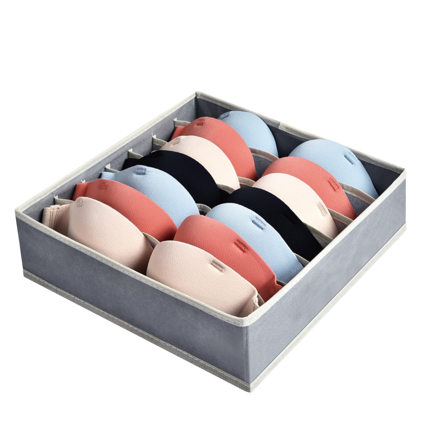 AiQInu Bra Organiser Storage Box, 7 Cell Foldable Drawer Organiser for Bra, Wardrobe Drawer Divider Underwear Organiser for Storing Bras