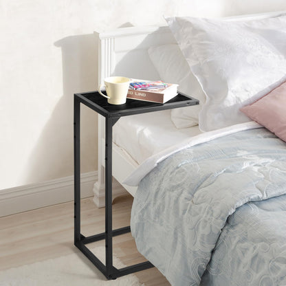 Set of 2 Side Table, Sofa End Table, Small Coffee Tea Table for Living Room, Bedroom, Narrow, Wood Look Accent Bedside Table with Metal Frame(40 * 30