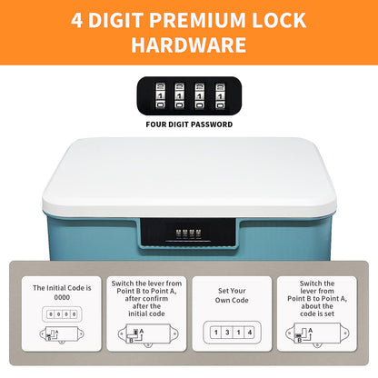 Toolzia Lockable Medicine Storage Box with Combination Lock, Hygienic Medication Storage Organizer Household Security Stash Box Lightweight Storage