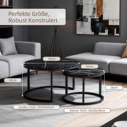 JoyyeSpace Coffee Table, Set of 2, Side Table, Living Room Table, Coffee Table, Height Adjustable, for the Living Room