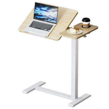 BZIUM Overbed Bedside Table with Hidden Wheels, Adjustable Medical Tilt Top Hospital Bed Table Over The Bed, Rolling Desk Mobile Standing Desk
