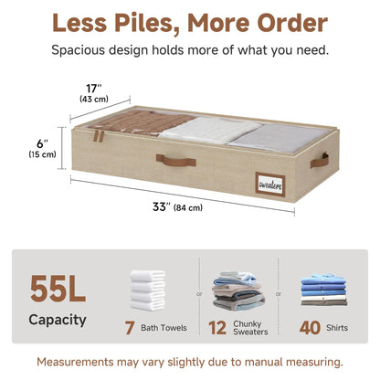 StorageWorks Underbed Storage Boxes with Lids, Large Under Bed Storage Box Containers for Bedroom Accessories Organising Clothes Bedding