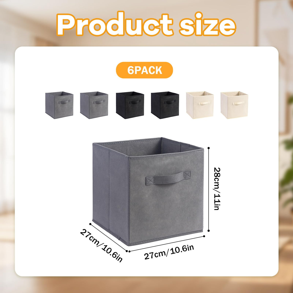 LLHONG 6 Pack Collapsible Cube Storage Boxes, Foldable Storage Cubes
