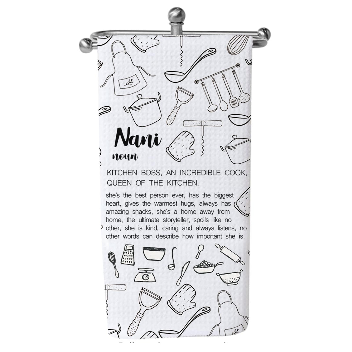 LEVLO Nani Gift Grandma Nani Kitchen Towel Nani Birthday Gifts Nana Kitchen Gifts Grandma Tea Dish Towel (nani noun towel 2uk)