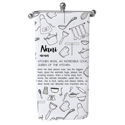 LEVLO Nani Gift Grandma Nani Kitchen Towel Nani Birthday Gifts Nana Kitchen Gifts Grandma Tea Dish Towel (nani noun towel 2uk)