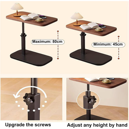 AHSBND Side Table Lifting Laptop Desk: C Shaped End Tables Adjustable Height 360° Swivel Tabletop That Slide Under Bedside Nursing for Coffee Couch