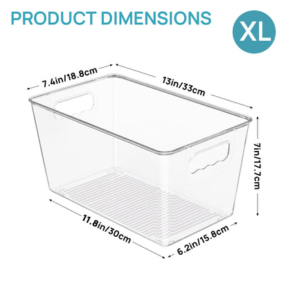 Vtopmart Large Clear Plastic Storage Bins, Pantry Organizer Containers 6Pcs