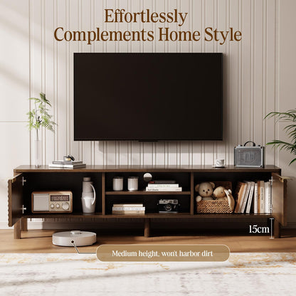 IKALIFE Wooden TV Stand Cabinet - 150cm Long TV Unit With Storage, Walnut