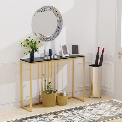 Fativo 100cm Long Hallway Console Table, Sintered Stone Black Marble Top