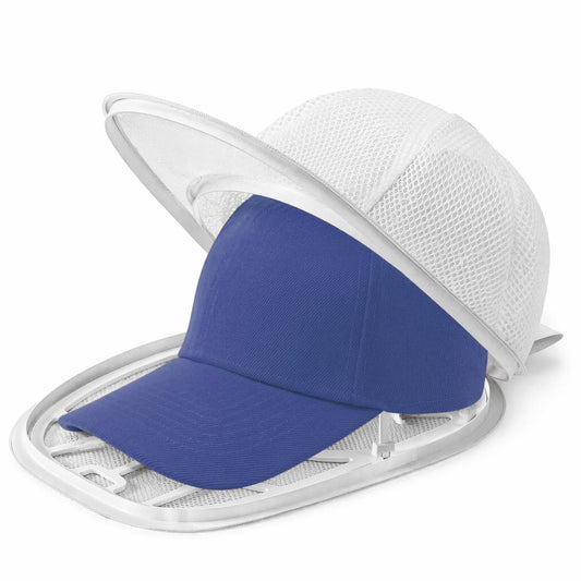 OHiZVZV 1 Pack White Hat Washer Cage, Baseball Cap Cleaner Frame with Mesh Laundry Bag, Prevent Deformation for Washing Machine & Dishwasher