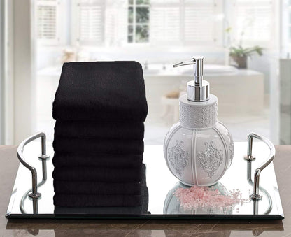 Creative Scents Cotton Fingertip Towels Set Black - 4 Pack - 11 x 18 Inches Decorative Small Extra-Absorbent and Soft Terry Towel for Bathroom