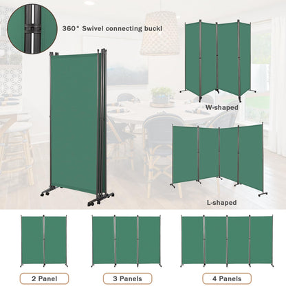 Angel Living 4 Panels Folding Room Divider, Privacy Screen Composed of Polyester Fabric and Sturdy Iron Frame
