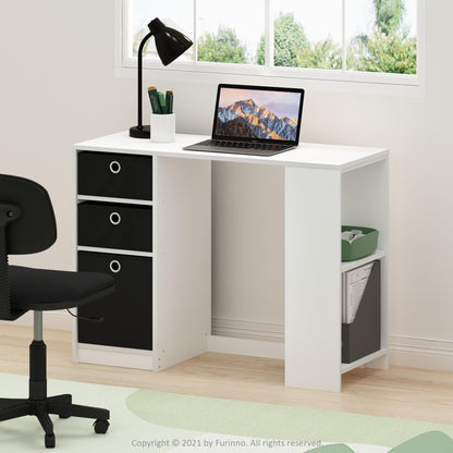 Furinno JAYA Desk, Gaming Desk with Drawer, Computer Desk, Writing Desk, Office Desk for Home Office, Study Room, Dorm, Bedroom, White