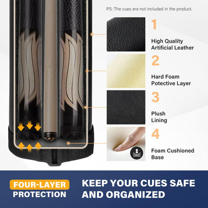 Trymaker Snooker Cue Case, Pool Cue Case for 2-Piece Cue (Not for 3/4 Cues), Made of Faux Leather Snooker Accessories