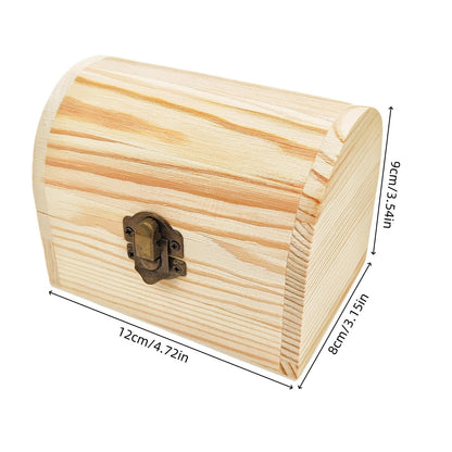 Anktily 2 Pack Arched Wooden Boxes, 12 x 8 x 9 cm Unfinished Pine Wood Storage Chests with Lid - Rustic DIY Craft Organiser for Jewellery