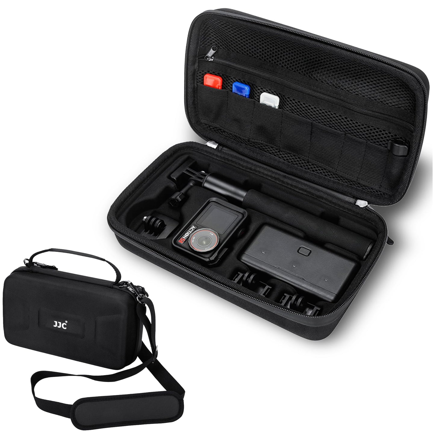 EVA Hard Shell Osmo Action 5 Pro Case,Carrying Bag for DJI Osmo Action 5 Pro/4/3 with 3 Micro SD Card Cases & Shoulder Strap,Water Resistant Action5