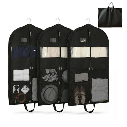 3 Pack Suit Bags, 51"Travel Garment Bags, Wrinkle-Free Suit Bag for Men Women, Foldable Dress Cover with 2 Handles for Wardrobes, Blazers, Dresses