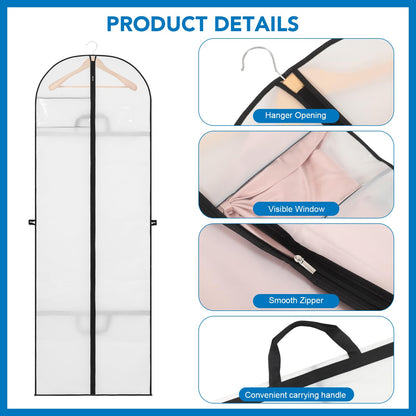 Dntorx 2PCS Long Dress Bags Covers PEVA Wedding Dress Bags 71in, White