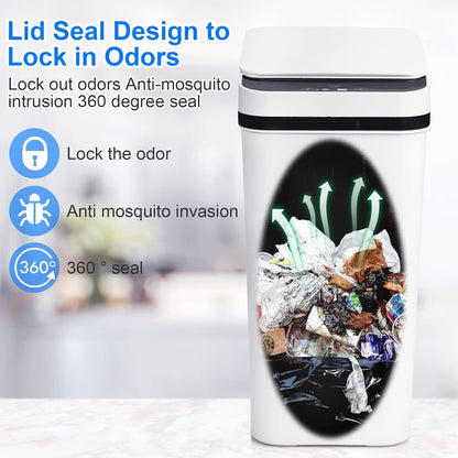 Smart Touchless Bathroom Trash Can 10L Motion Sensor Rubbish Can +50pcs bag