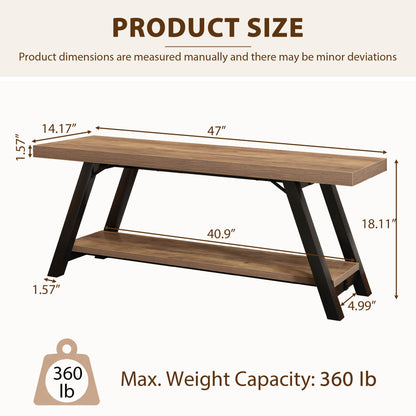 LVB Shoe Storage Bench Entryway Benches for Hallway 120cm Rustic Oak