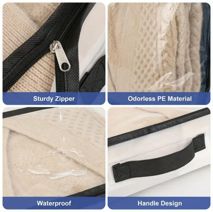 MANTTH Clear Sheet Storage Bags with Zipper 6 Pack, Plastic Sweater Storage Bins for Clothing