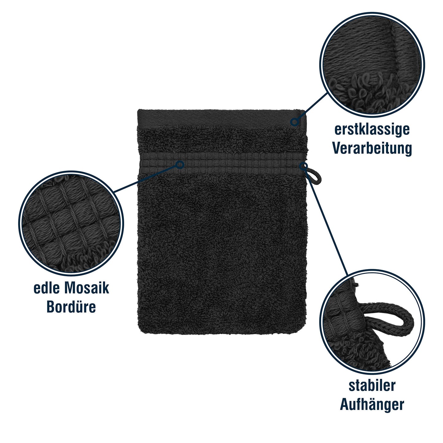 Merana Rome Washcloth Set Absorbent Soft and Lint- Terry Wash Gloves Luxury Quality Heavy Organic Cotton 590 GSM