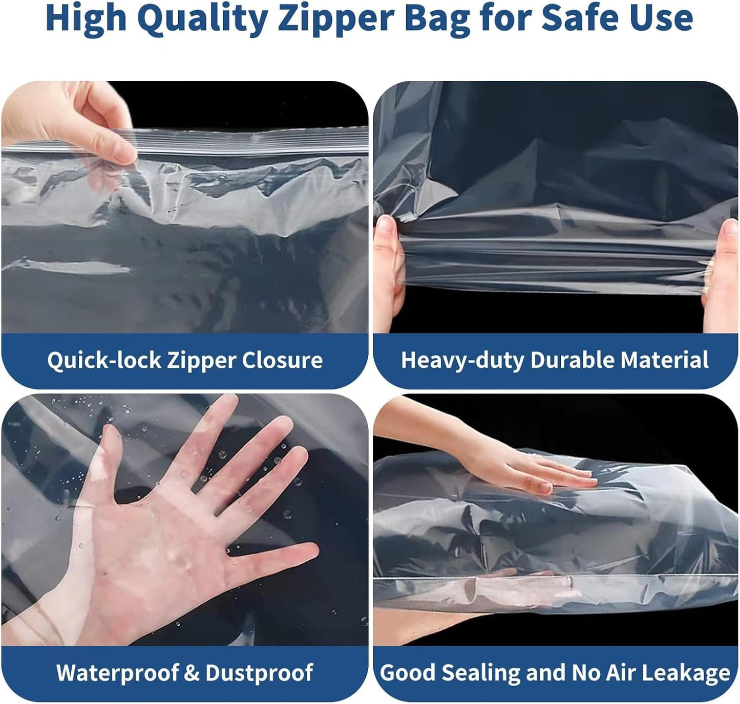 25PCS Reusable Large Travel Clothes Bags Plastic Hospital Bags, Waterproof Ziplock Bag Transparent Large Storage Organiser for Clothes Luggage