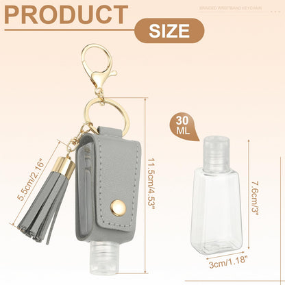 sourcing map Portable Travel Empty Bottle with Keychain, 30ml PU Leather Mini Squeeze Bottles