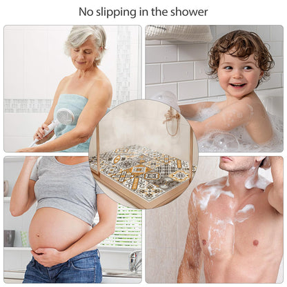 Shower Mat for Inside Shower - 40x60cm Square Shower Mat Non-Slip Anti-Mould, PVC Loofah Texture Shower Mat